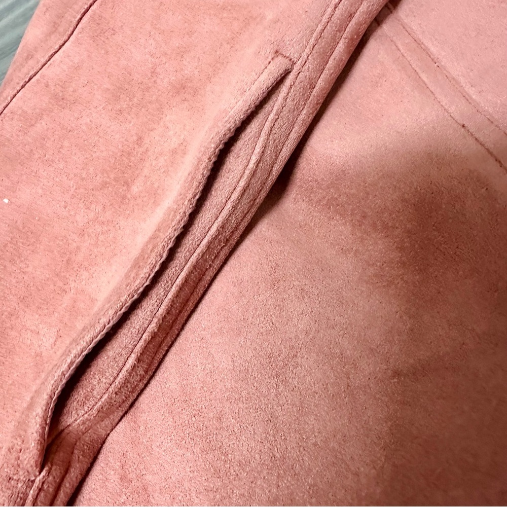 Moussy Front Button Dusty Rose Pink Vegan Suede Mini Skirt w Pockets Sz 1, XS - Picture 5 of 8
